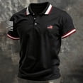 thumbnail image 3 of 250 Anniversary Polo Shirts for Men Usa Flag Print Lapel Collar V Neck Short Sleeve T-Shirt 1776-2026 Patriotic Star Classic Fit Comfy Tshirts, S, #01 Black, 3 of 3