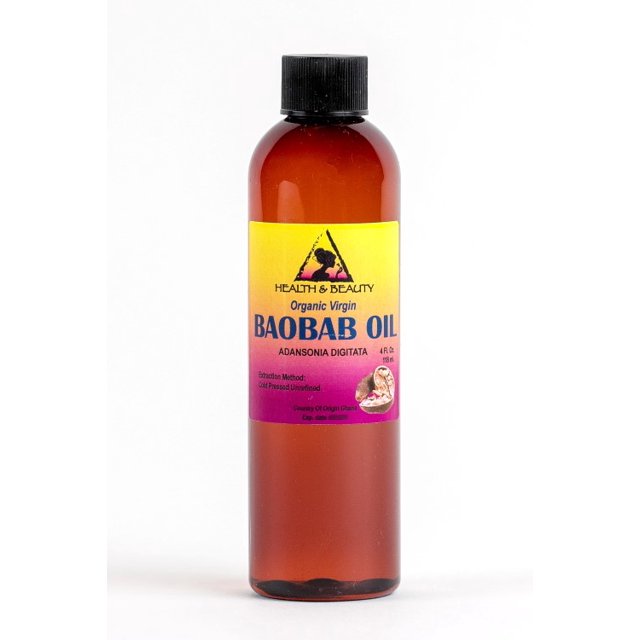 Huile de Baobab Non Raffinée Biologique extra Vierge Pressée à Froid prime Fraîche pure 4 oz