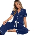 thumbnail image 5 of Riecok 2 Piece Pajama Sets for Women Short Sleeve Top and Pant with Drawstring Pjs Sleepwear Comfortable Lounge Sets, 5 of 5