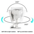 thumbnail image 4 of Ventilador de clip recargable por USB, ventilador portátil para cochecito, 3 velocidades, rotación ajustable de 360 grados, ventilador eléctrico de refrigeración para escritorio de casa, verde, 4 of 5