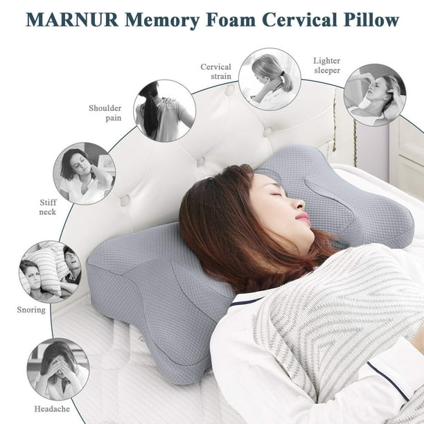 Oreiller ergonomique de soutien du cou, protection cervicale, oreillers en  mousse à mémoire de forme pour dormeurs sur le côté du dos et du ventre