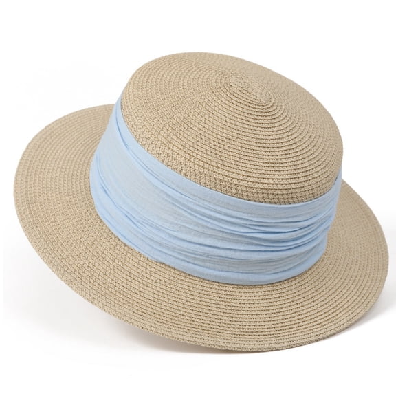 Shihyeh Women Floppy Straw Hat Summer Beach Sun Hat French Style Lace Trim Bowknot Wide Brim Cap for Vacation Holiday