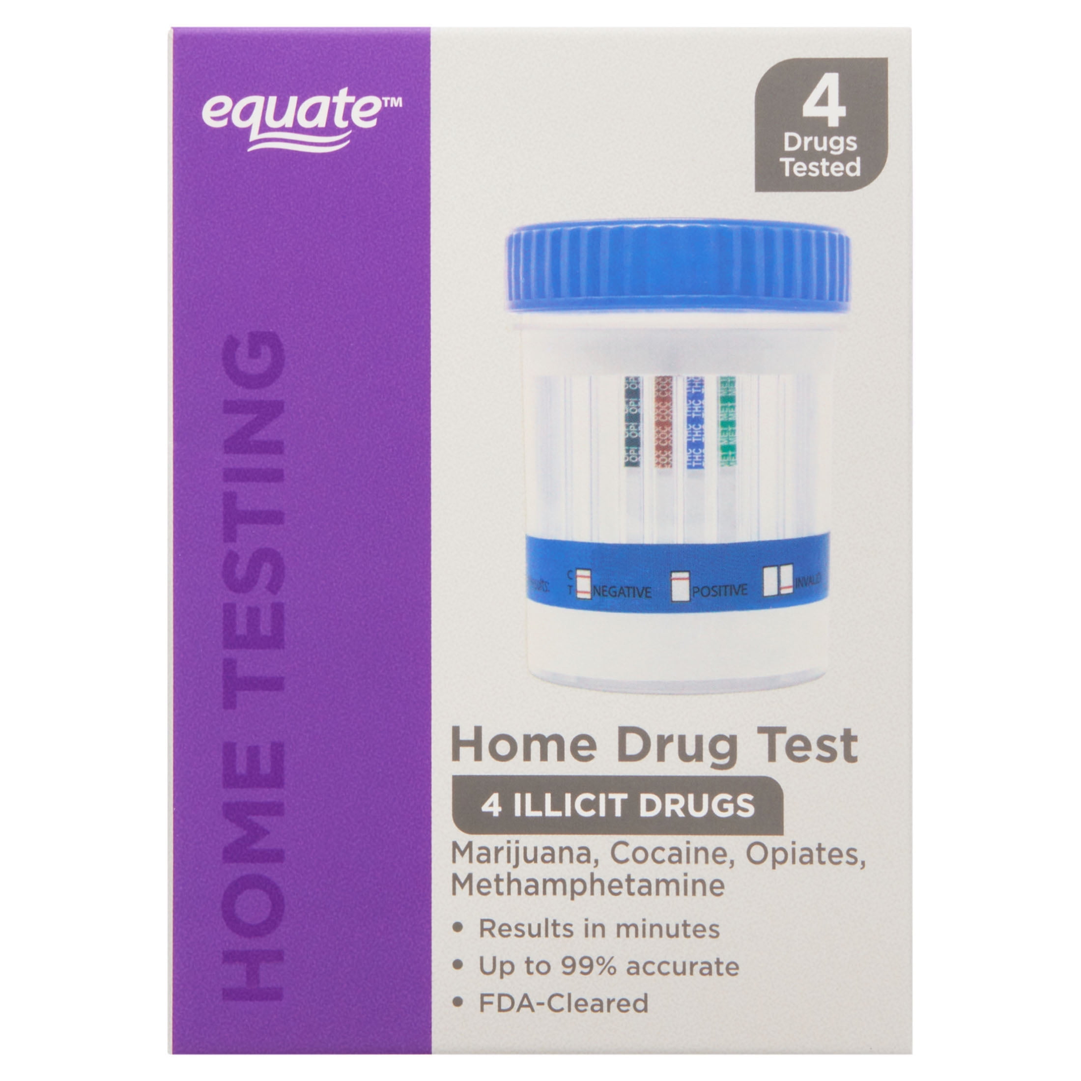 Equate 4 Panel Home Drug Test, Marijuana, Cocaine, Opiates, Methamphetamine  