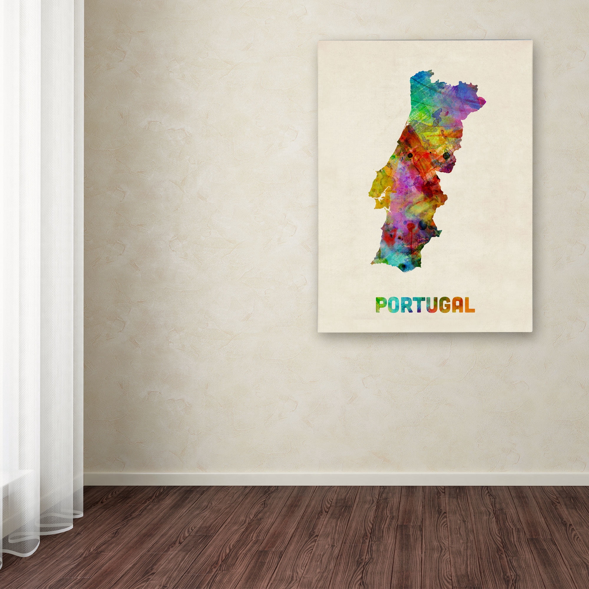 Trademark Fine Art "Portugal Watercolor Map" Canvas Art by Michael Tompsett