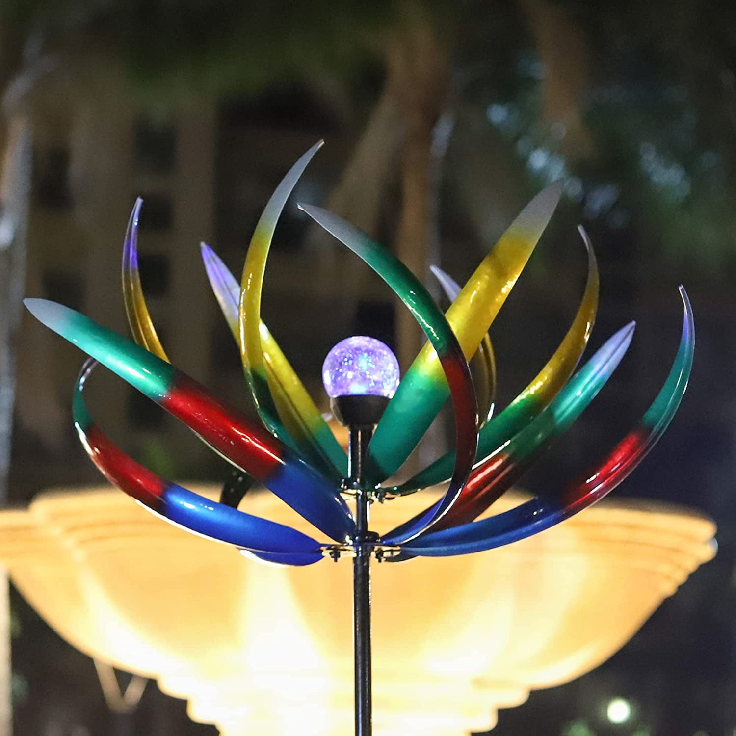 Solar Tulip Wind Spinner,Large Metal Wind Sculpture,Outdoor Double