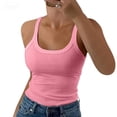 thumbnail image 2 of Women's Double Lined Basic Tank Top Adjustable Spaghetti Straps Sleeveless Camisole Shirts Pink S, 2 of 7