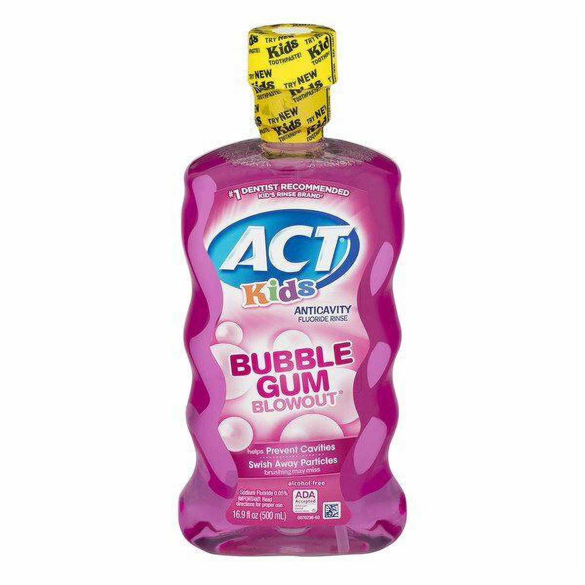 ACT Kids Anticavity Fluoride Mouthwash Bubble Gum Blow Out 16.9 oz, 4-Pack