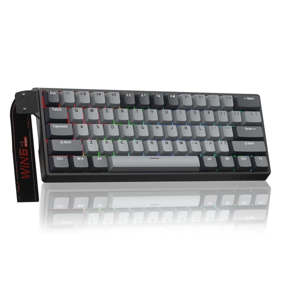 AULA WIN60 HE 61-Key Wired Hall Effect Magnetic 60% Gaming Keyboard, RGB, Instant Commands, 60% Compact Design, Near-Zero Delay, Custom Actuation, Rapid Response - Grey/Black