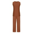 thumbnail image 4 of EQWLJWE Women's Two Piece Lounge Sets with Solid Color Sleeveless Pullover Tops and Wide Leg Pants Summer Tracksuits for Work Beach Vacation Orange(S-2Xl), 4 of 5