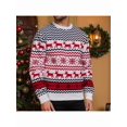 thumbnail image 3 of Couples' Casual Christmas Sweater Raglan Sleeve Crew Neck Knitted Pullover Comfy Warm Fall Tops White (Men) M, 3 of 6