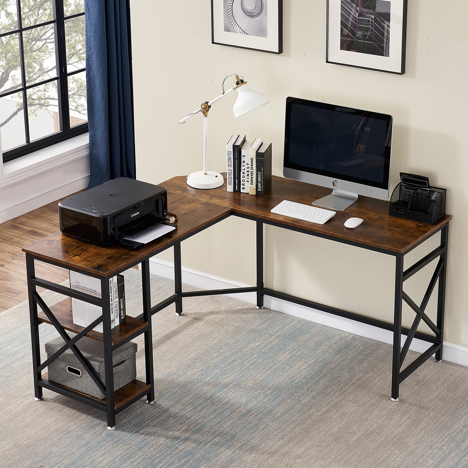 VECELO LShaped Corner Computer/ Gaming/ Laptop Office Desk with