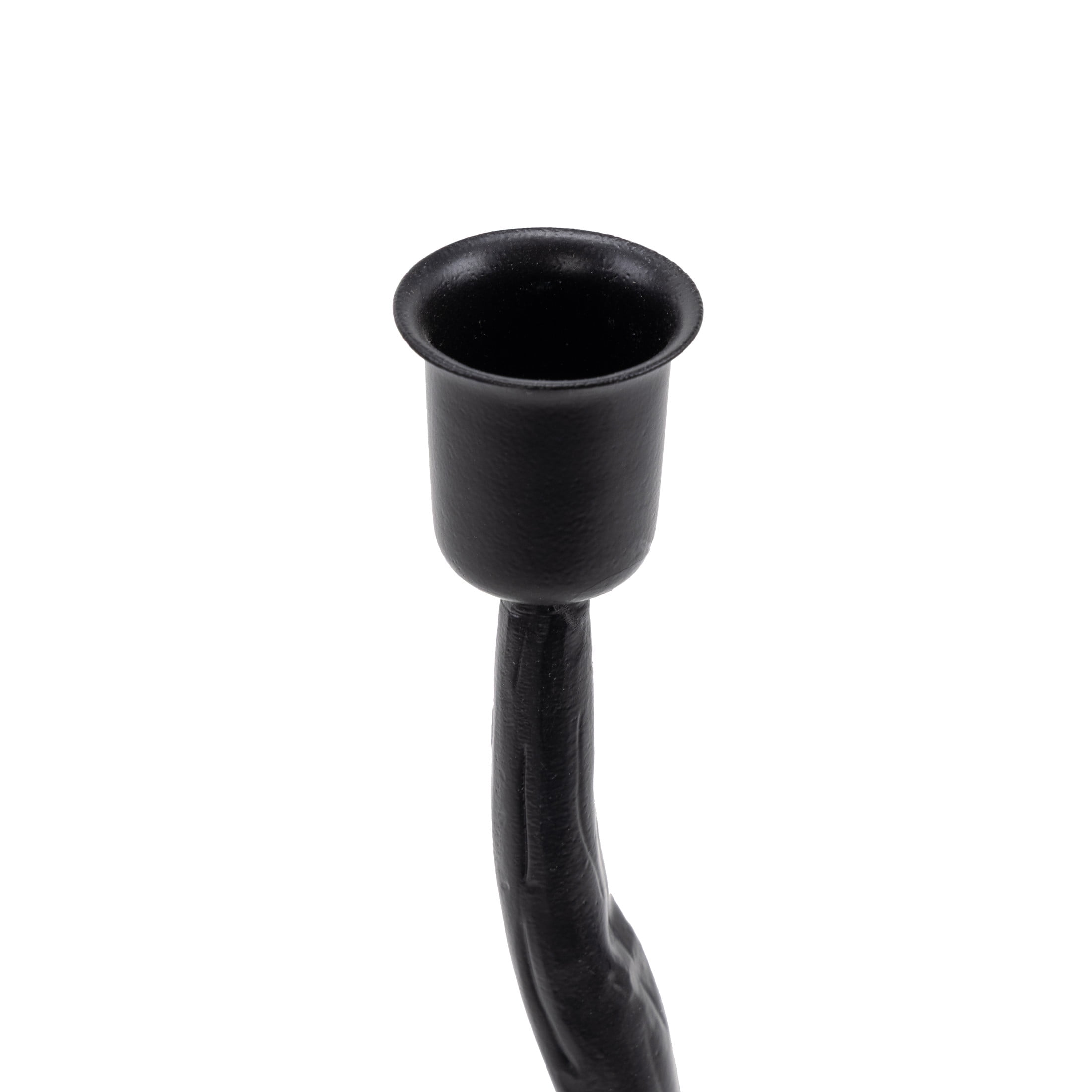 DecMode Black Metal Candle Holder with Round Base