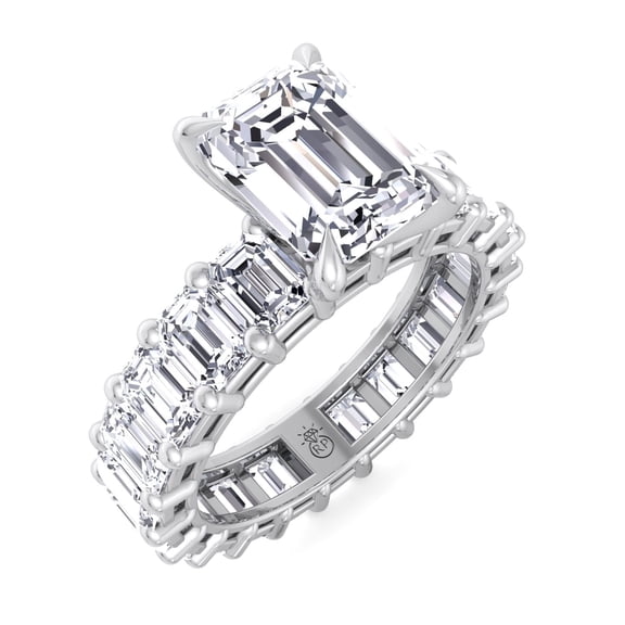 Skye - Moissanite Emerald Cut Lab Diamond Eternity Engagement Ring