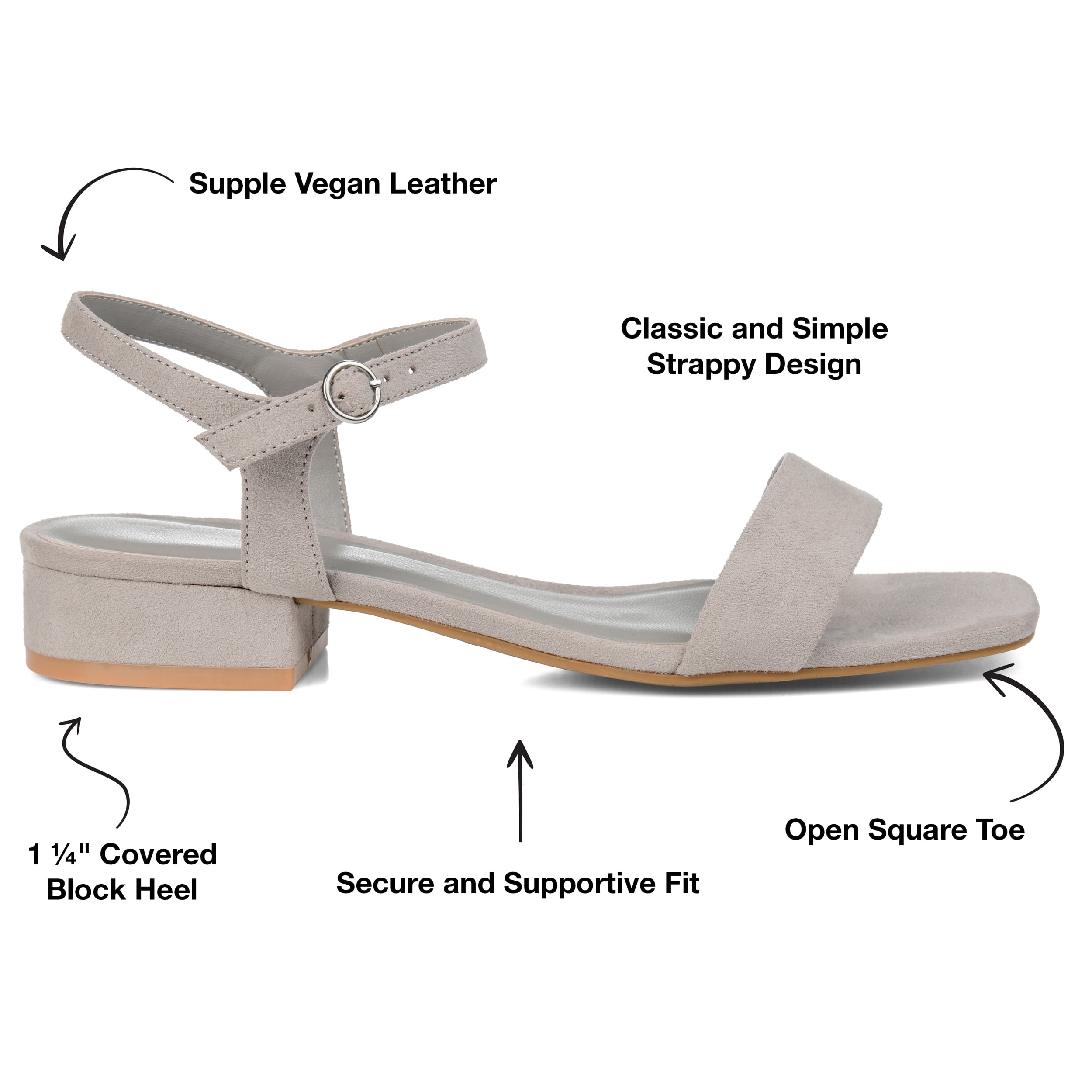 Journee Womens Beyla Open Square Toe Flat Sandals