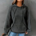 thumbnail image 2 of DDAPJ pyju 2025 Waffle Knit Hoodie for Women,Solid Color Drawstring Hooded Sweatshirt Casual Long Sleeve Pullover Sweatshirts with Kangaroo Pocket, 2 of 6