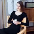thumbnail image 4 of QSAWXQZ Women's 2PC Thermal Long Underwear Top and Leggings Set Scoop Neck Long Sleeve Ribbed Stretch Winter Base Layer for Cold Weather Free Size, 4 of 6