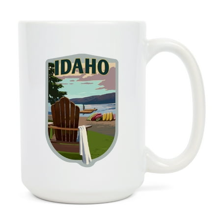 

15 fl oz Ceramic Mug Idaho Chairs and Lake Contour Dishwasher & Microwave Safe