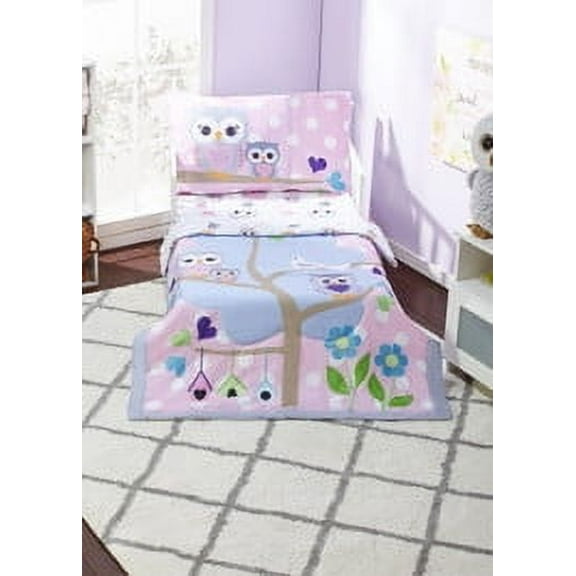 EVERYDAY KIDS 4 Piece Toddler Bedding Set - Woodland Owls