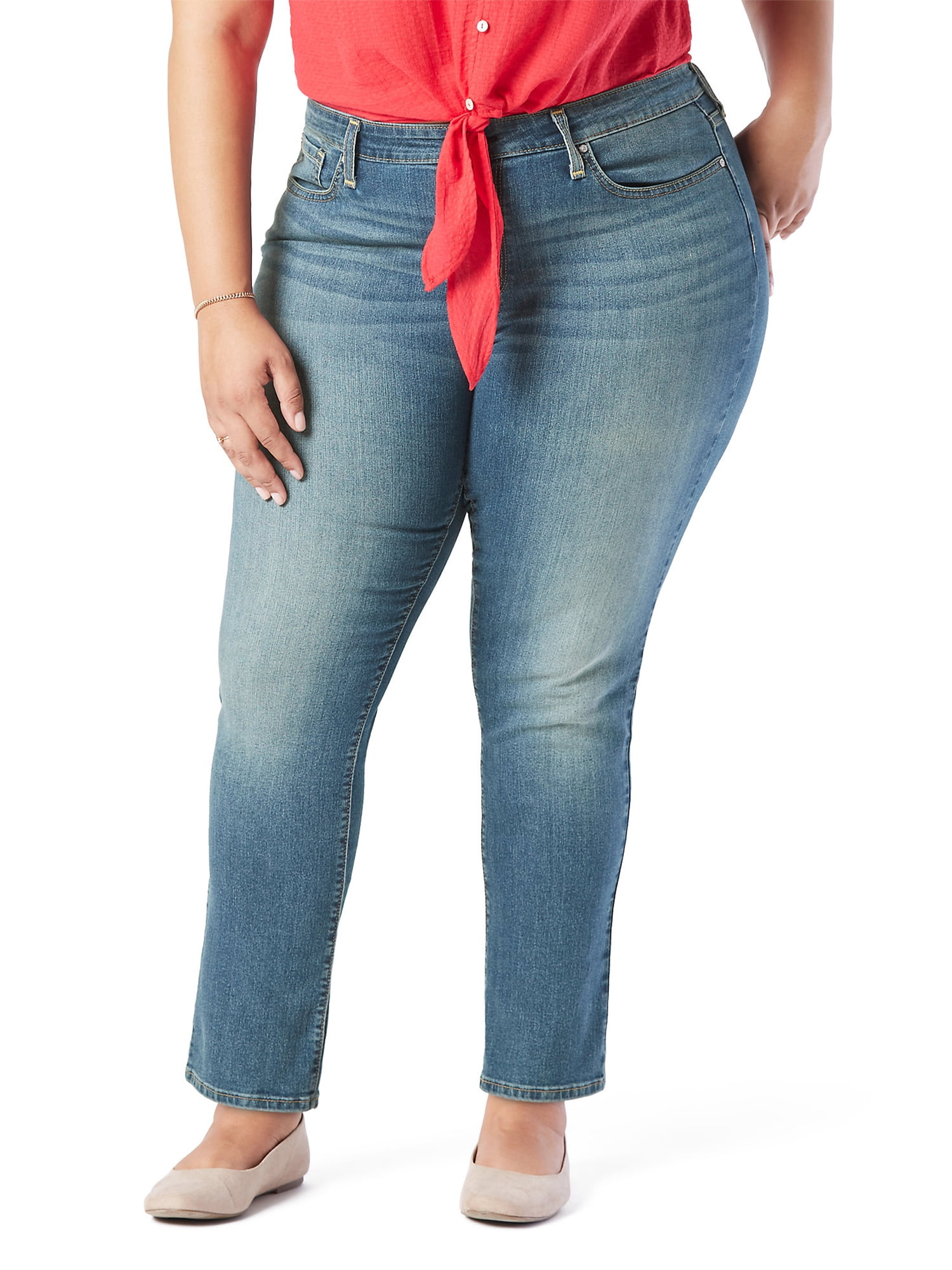 Dripping Børnecenter fodspor Signature by Levi Strauss & Co. Women's Plus Size Mid Rise Modern Straight  Jeans - Walmart.com