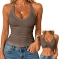 thumbnail image 2 of GZWYHT Tank Tops with Built in Bras Bra Tank Tops Racer Back Tank Tops Gym Tops for Women Ribbed Tank Tops Summer Tank Tops Shelf Bra Tank Tops Compression Tanks Compression Shirt Brown 2XL, 2 of 6