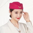 thumbnail image 4 of Gorro de azafata elegante con insignia bordada, cómodo, transpirable, decorativo, de lana, para mujer, boina de azafata, gorra de uniforme formal, 4 of 5