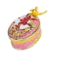 thumbnail image 5 of Joyero esmaltado de diseño retro con decoración ovalada y flor. Rosa, 5 of 9