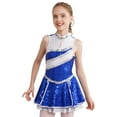 thumbnail image 2 of MSemis Girls Cheer Leader Uniform Dance Dress Shiny Sequin Sleeveless Dancewear Royal Blue 16, 2 of 7