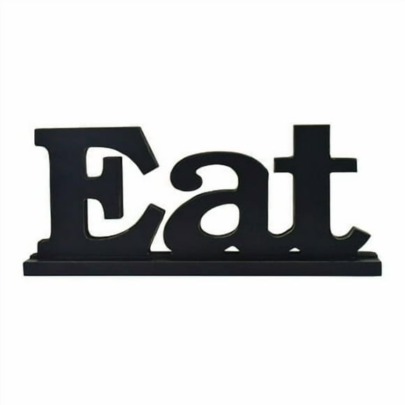 Rustic Wood Eat Sign for Home Decor, Decorative Wooden Cutout Word Decor Freestanding Family Tabletop Decor, Black Eat Block Letters Sign Kitchen Decor (Black Eat Sign)