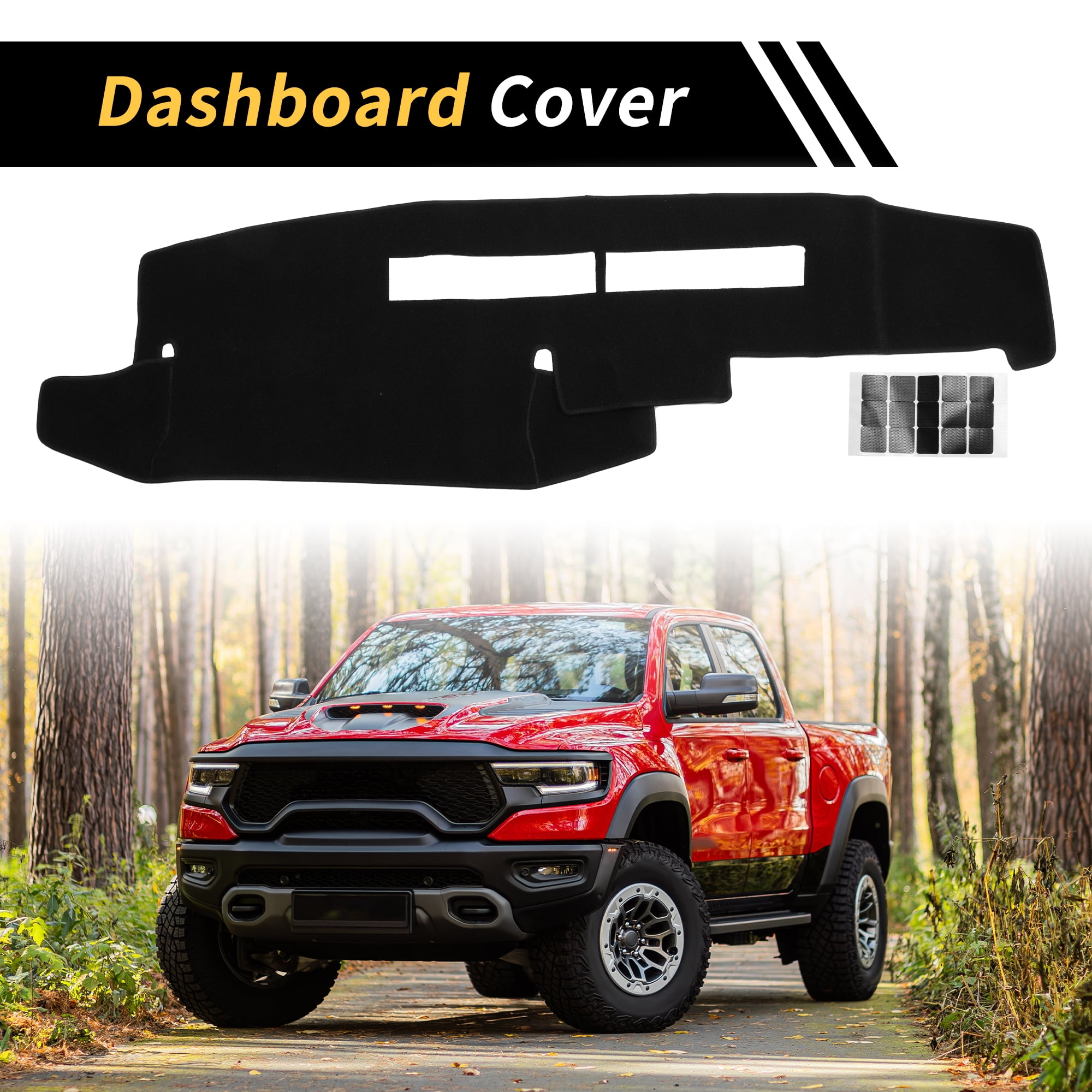 Unique Bargains Dash Cover for Chevrolet Silverado 1988-1994 Dash Board Mat with Sticker Polyester Center Console Dashboard Cover Pad Carpet Black