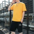 thumbnail image 5 of Conjuntos de camisetas y pantalones cortos para hombre, joggers, running, jogging, algodón, negro, conjunto de pantalones cortos para hombre, tendencias, trajes, atuendos, novedad elegante en 2024, 5 of 5