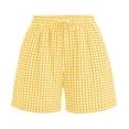 thumbnail image 6 of Women's Soft Fabric Loose Fit Shorts with Pockets, Elastic Waist Drawstring Shorts, Casual Sporty Athletic, Double Side Pockets, Summer Lounge Running Fitness | TruHer,Yellow L, 6 of 6