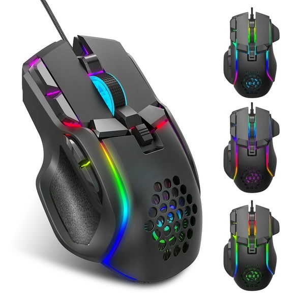 Gaming Mouse, PC Gaming Mice Customization Macro Programming 12800dpi RGB Light for Office for Home