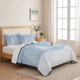 thumbnail image 5 of Quilts Twin XL Size Bedding Set, Light Blue Christmas Lightweight Quilted Comforter, Xmas Trees Snowy Snowflake Winter Soft Reversible Bedspread Coverlet with Pillow Covers for All Season, 68" x 98", 5 of 9
