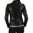 thumbnail image 2 of Womens Genuine Lambskin Leather Jacket Motorcycle Biker Leather Jacket W063, 2 of 3