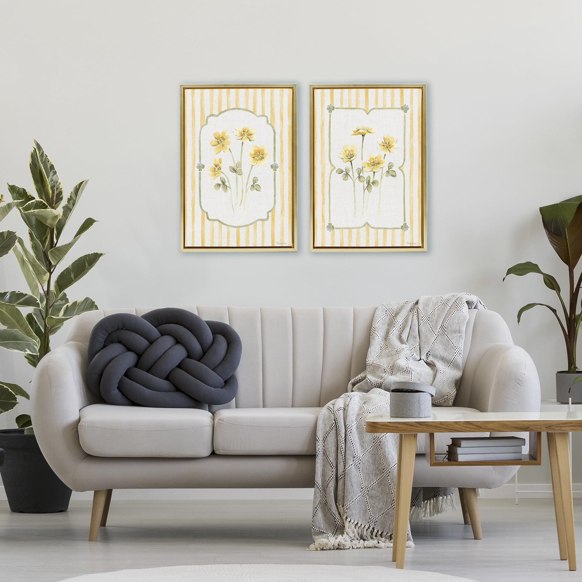 Stupell Industries Sweet Honey Blooms 2 Piece Gold Framed Floater Canvas Set, design by Beth Grove