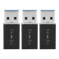 thumbnail image 1 of 3 piezas USB 3.0 macho a tipo C hembra adaptador conector convertidor electrónico universal (negro), 1 of 5