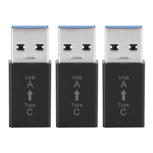 3 piezas USB 3.0 macho a tipo C hembra adaptador conector convertidor electrónico universal (negro)