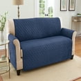 thumbnail image 2 of Collections Etc Reversible Spill Resistant Quilted Furniture Protector Cover with Ties - Covers Seat Bottom, Seat Back and 2 Seat Arms, Navy/Blue, Loveseat, 2 of 10