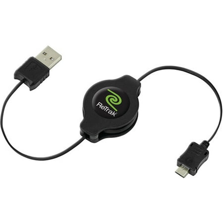 RETRAK_EMERGE ETCABLEMICRO5 Retractable Micro USB Cable 3.2 ft