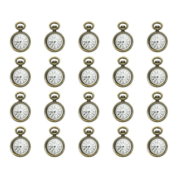 Uxcell 0.67x0.43" Zinc Alloy Watch Clock Charm Pendant Pocket Watch Charm, 20Pcs, Bronze Tone