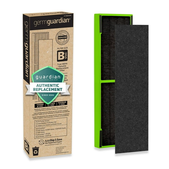 GermGuardian Filter B Toxin Clear HEPA Genuine Replacement Filter, Removes 99.97% of Pollutants, Common VOCs, Household Toxins, AC4825, AC4800 Series, AC4900, CDAP4500, AP2200, Black/Gr