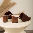 thumbnail image 4 of HomeDM Womens Chunky Block Heels Sandals Square Open Toe Casual Comfort Slip-On Slides Dress Shoes, Brown Size 6, 4 of 9