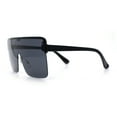 thumbnail image 5 of Minimal Oversized Half Rim Shield Flat Top Plastic Mafia Mogul Sunglasses All Black, 5 of 6
