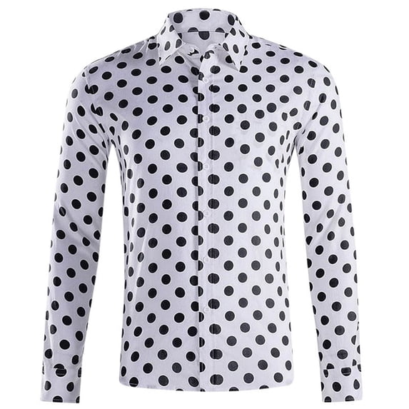 Bibifish Mens Shirts Mens Shirts Summer Polka Dot Shirt Trendy Fold Collar Street Daily Top Loose Breathable Short Sleeved Shirts