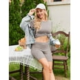 thumbnail image 6 of Ekouaer Women's Maternity Two Piece Set Outfits Summer Pregnancy Clothes Short Sleeve Split Side T-Shirts and Biker Shorts, 6 of 7