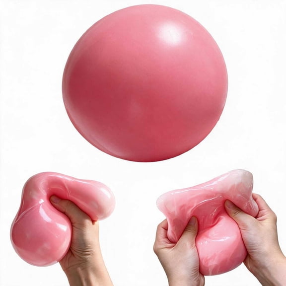 Giant Mochi Squishy Toy 9cm, Jumbo Squeeze Dough Ball, Super Soft Slow Rising Stress Relief Squeeze Ball for Quiet Office Study Anxiety Relief, Pink