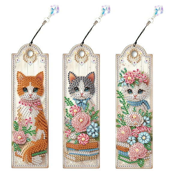 3pcs Diamond Art Painting Kit Book Cat