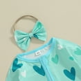 thumbnail image 5 of Bagilaanoe Newborn Baby Girl Valentine’s Day Jumpsuit Heart Print Long Sleeve Bodysuit + Headband 3M 6M 12M 18M Infant Spring One Piece Romper, 5 of 7