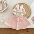 thumbnail image 2 of Zshosam Baby Fleece Hooded Poncho, Toddler Cute Cartoon Hood Cape Cloak Winter Snowsuit Outwear(Pink,12-24 Months), 2 of 9