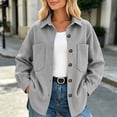 thumbnail image 2 of Vixolx Solid Shacket for Women Classic Buttoned Front Shirt Collar Wool Blend Jacket with Patch Pockets Fall Winter Loose Fit Long Sleeve Outerwear, 2 of 7